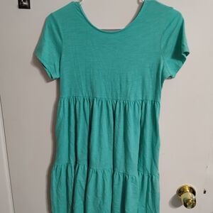 Cat & Jack Aqua Green Tiered Short Sleeve Dress
